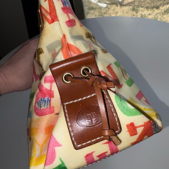 Dooney & Bourke Multicolor Alphabet Canvas Tote with Brown Leather Trim - Picture 7 of 8